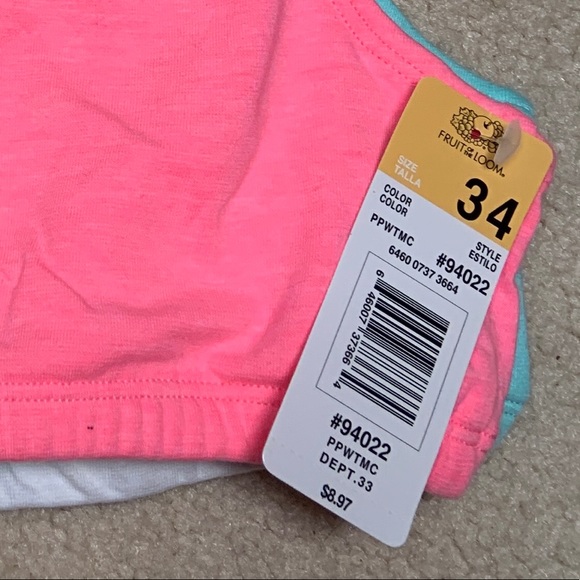 3 Pack of Fruit of the Loom Girls’ Tank Style Sports Bra NWT - Picture 6 of 6